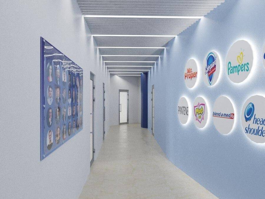 дизайн коридора в офисе